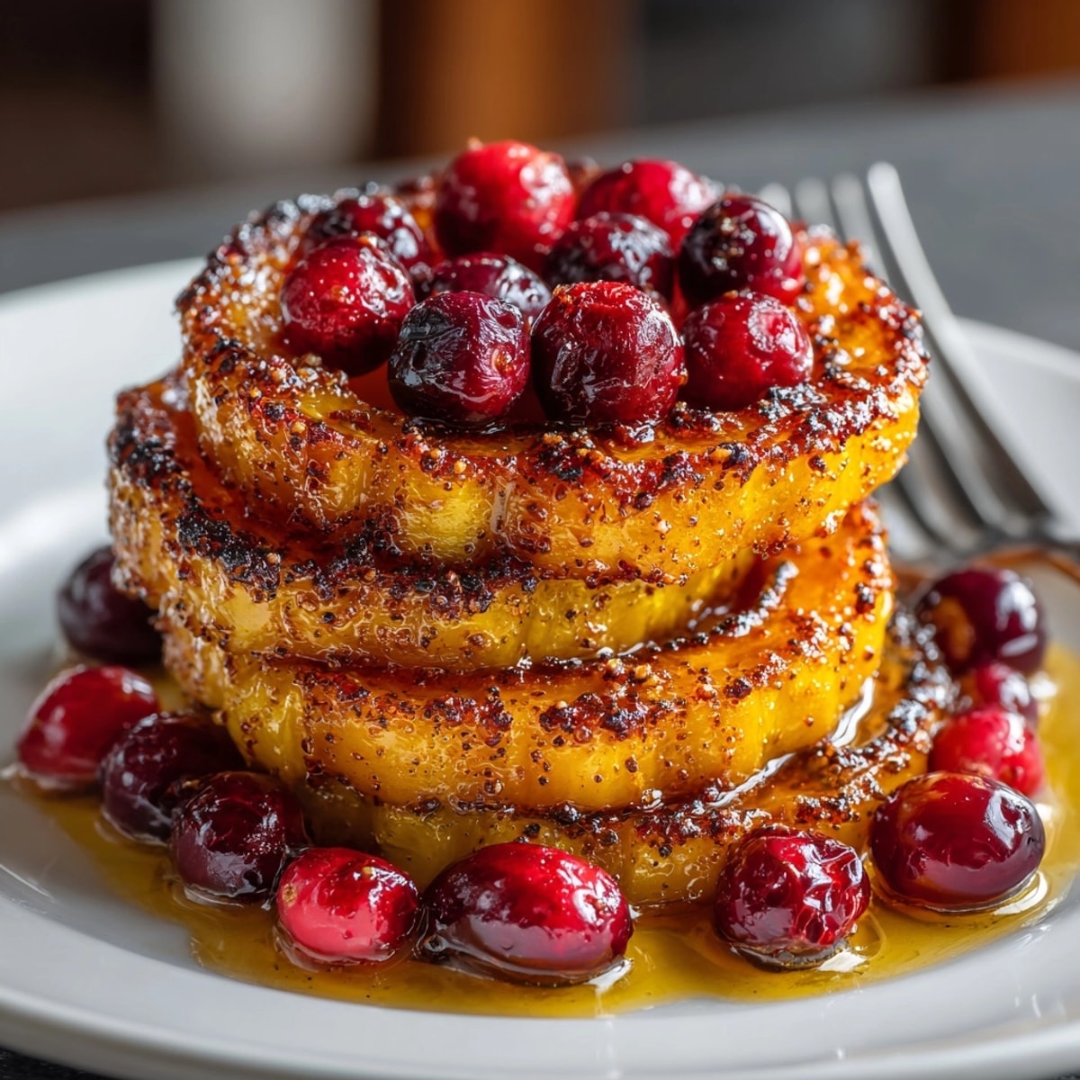 Golden Maple Roasted Delicata Squash with Cranberries glistens, ready for a Thanksgiving crowd.