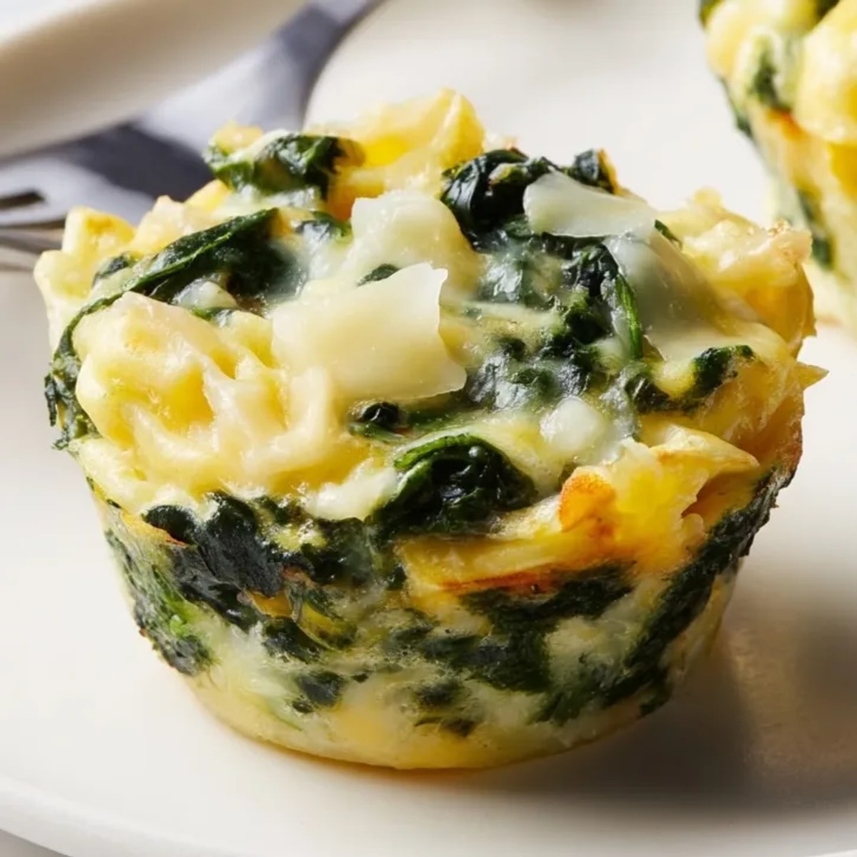 Golden Garlic Butter Spinach Egg Cups fresh from the hot oven, cheesy smelling.