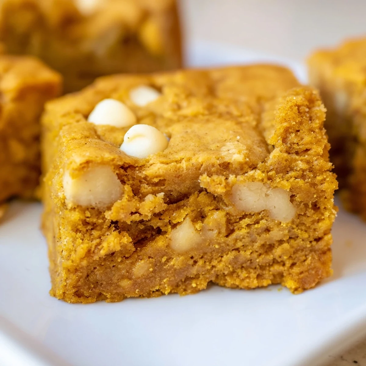 Deliciously spiced pumpkin blondie bars, perfect for cozy autumn desserts.  