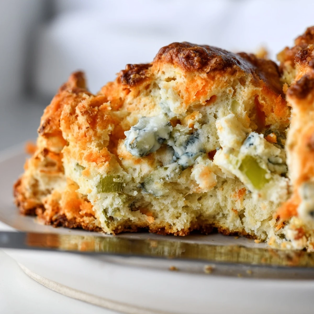 Warm, savory Spicy Buffalo Biscuit Pretzel Scones served with ranch for dipping delight.