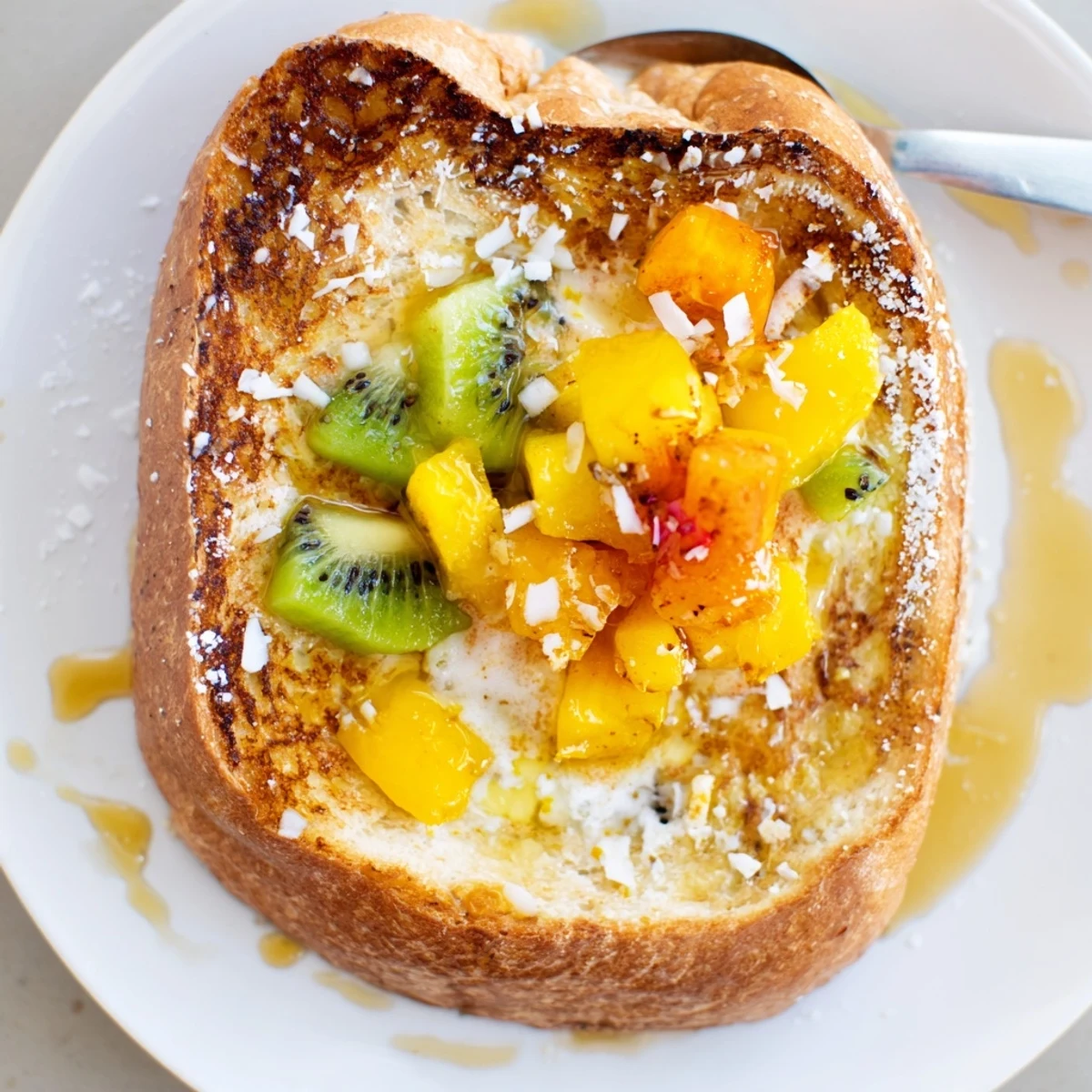 Vibrant Yogurt-Custard Toast with coconut yogurt and a burst of fruity flavor.  