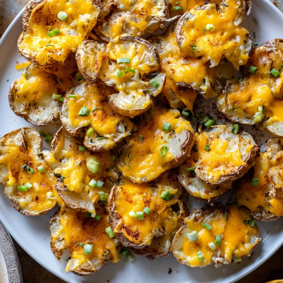 Savory smashed green onion potato bombs, perfect as a party appetizer or side dish.