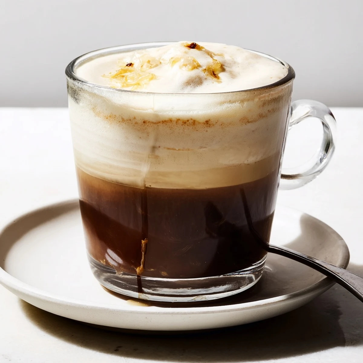 Creamy Onion Latte topped with frothy milk and caramelized onion sweetness.  