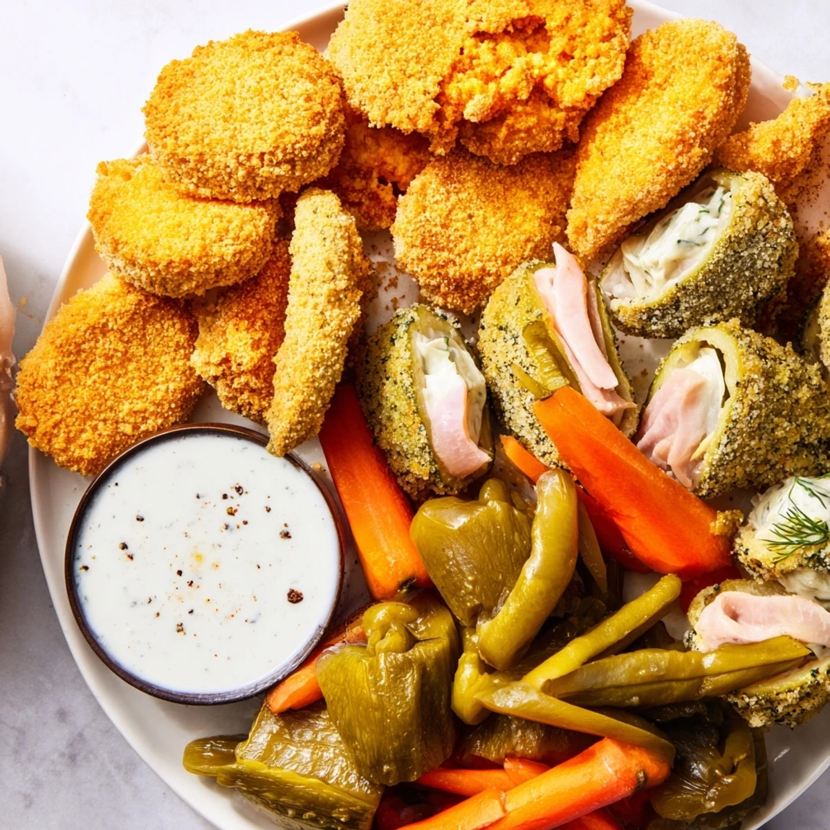 A tangy Pickle Lovers Meal featuring crunchy fried pickles and cheese-wrapped bites.  