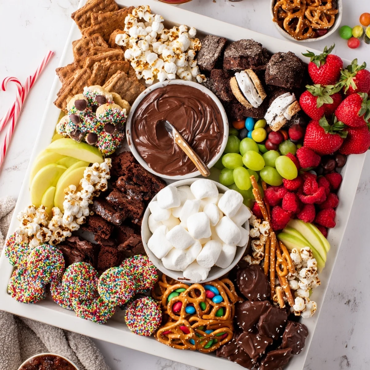 Decadent dessert boards featuring cookies, fresh fruits, and delightful chocolate treats.