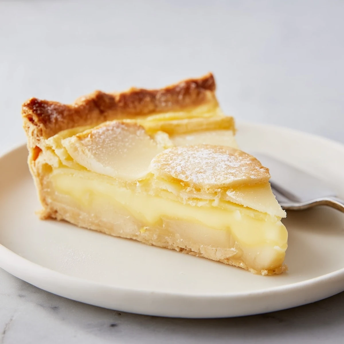 Nostalgic water pie baked to perfection, served chilled with fresh berries.  