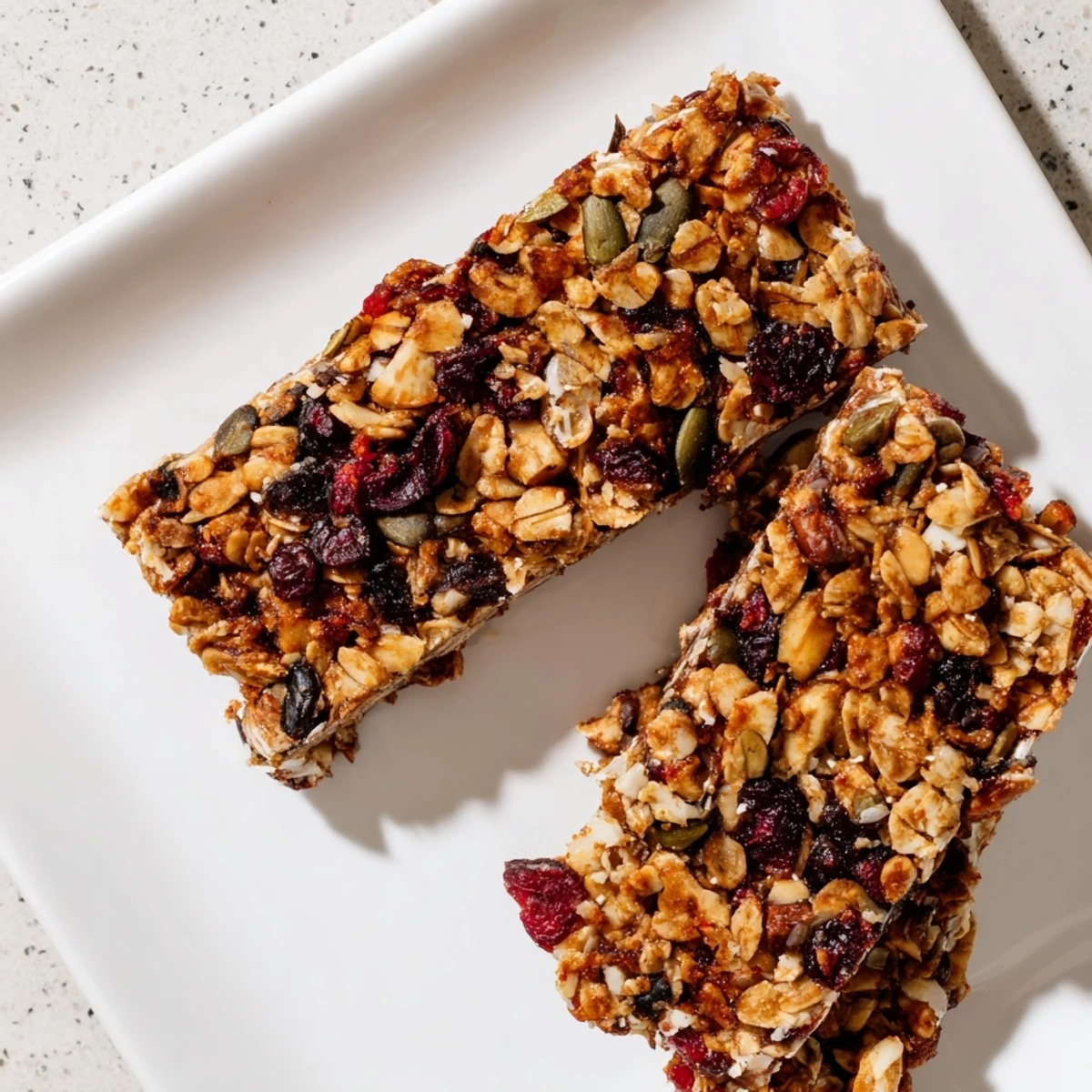 Homemade Roasted Pumpkin Seed & Cranberry Granola Bars: a delicious, healthy snack with crispy edges.