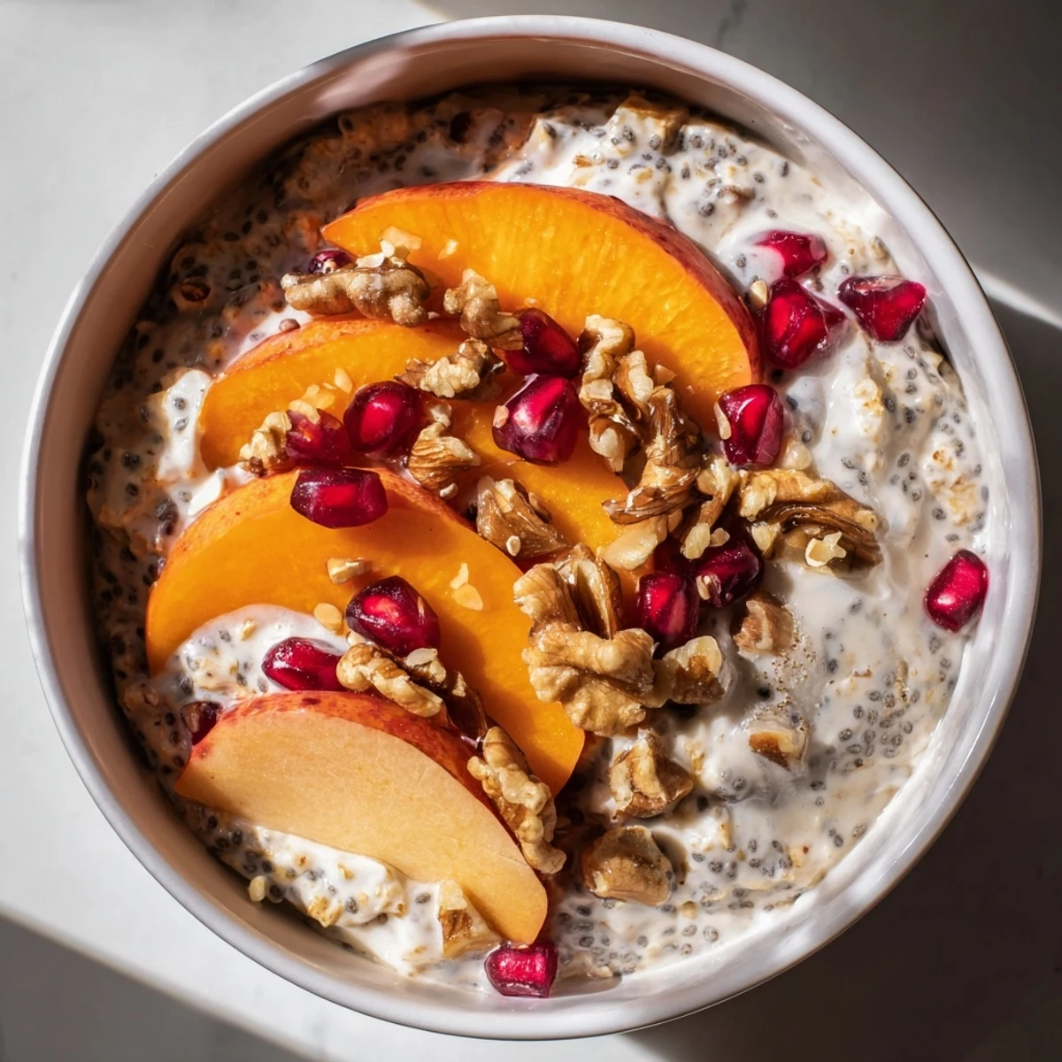 Overnight Oats with Persimmon: a delicious breakfast with creamy oats, sweet fruit, and healthy chia seeds.