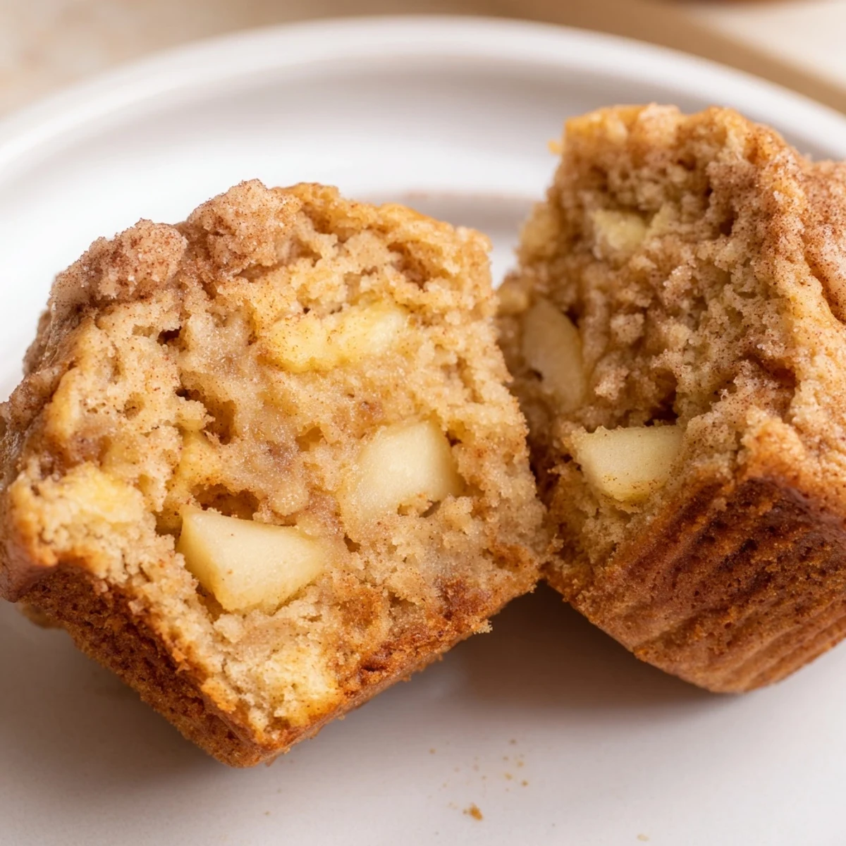 Freshly baked Cinnamon Apple Muffins, warm with fragrant cinnamon and juicy apple chunks.