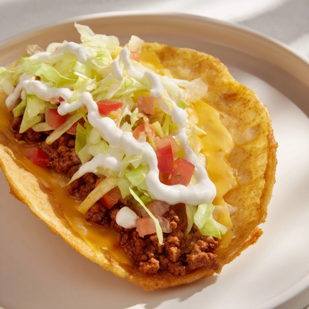 A close-up shot of the fresh Cheesy Gordita Crunch tacos, ready to be devoured, filled with flavorful beef.