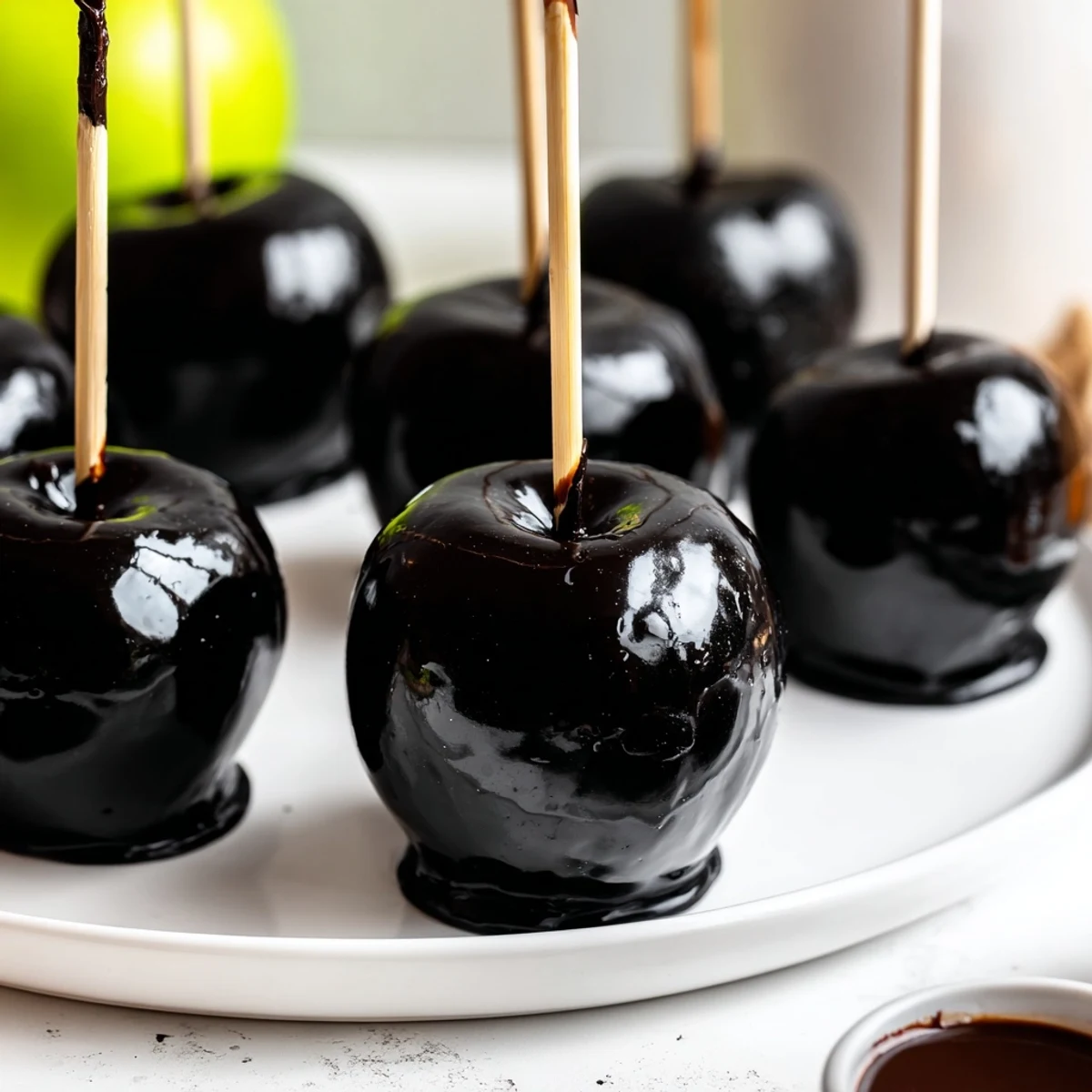 A beautifully arranged Poison Apple treat board, with glistening apples beside colorful candies and snacks.