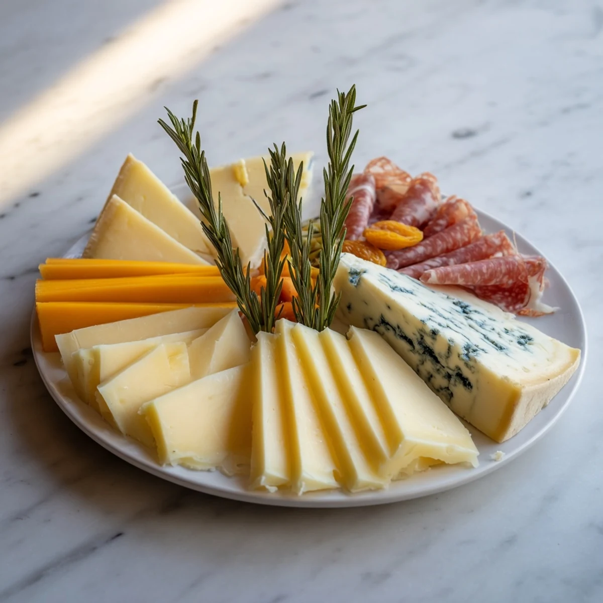 Rustic Winter Mountain Cheese Platter with warm honey, ready for a cozy winter gathering.