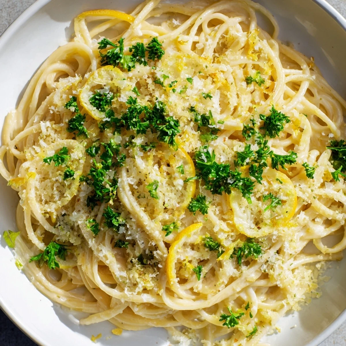 Enjoy a visual of the flavorful Lemon-Garlic Greek Yogurt Pasta, a quick and satisfying vegetarian meal idea.