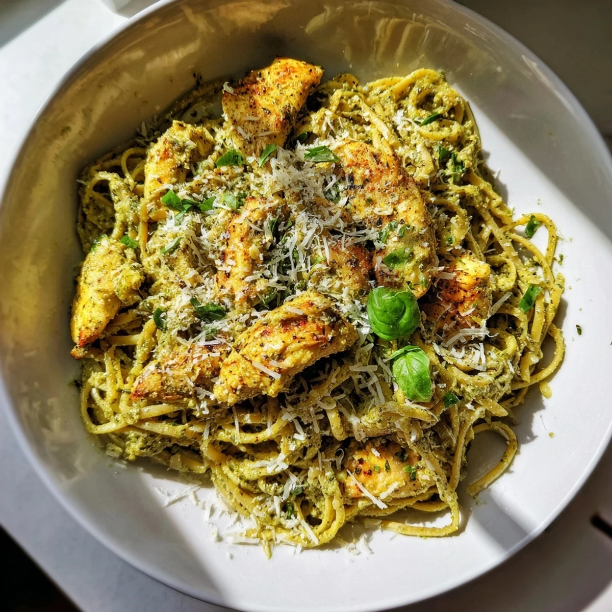 Pesto Egg Chicken Pasta