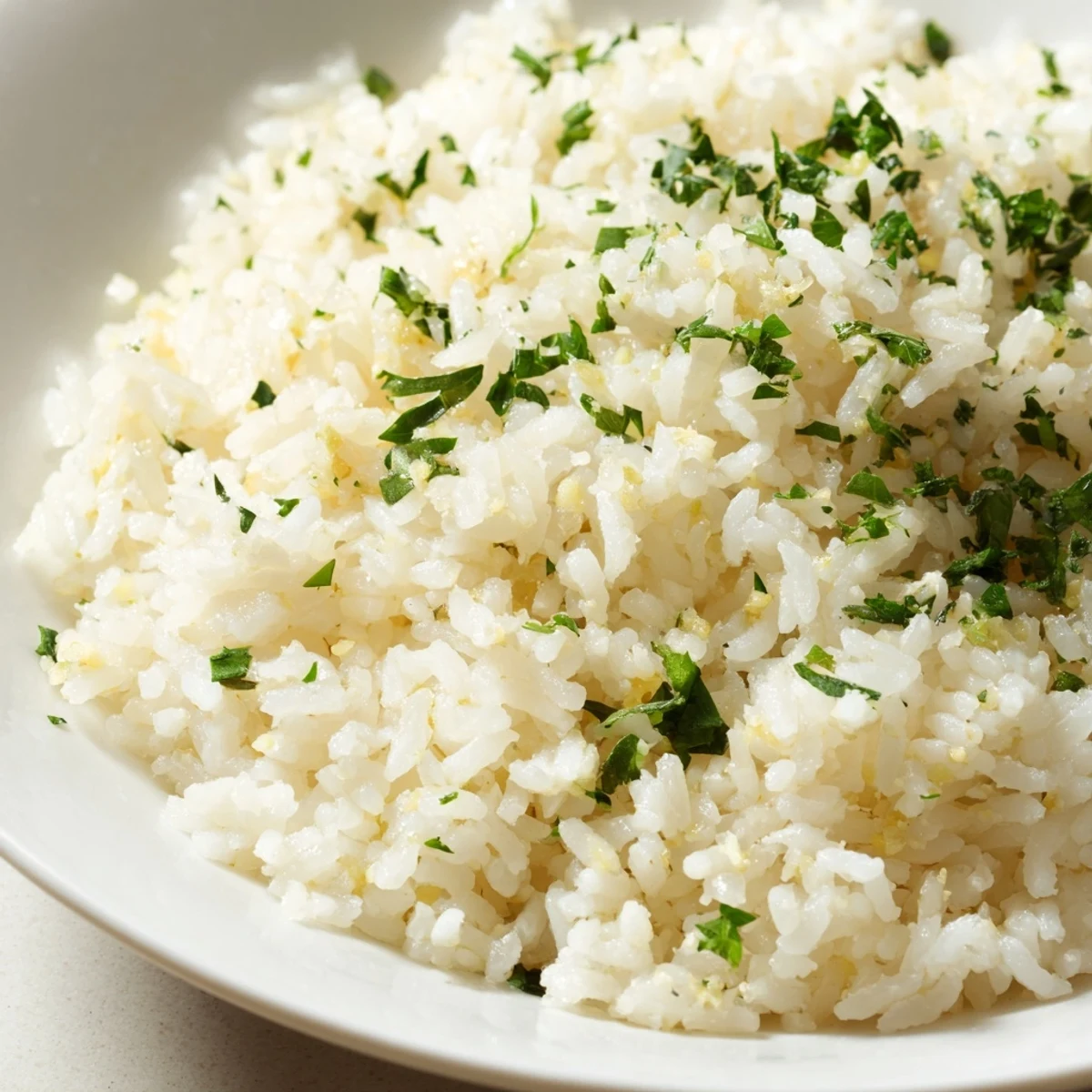 Sizzling garlic butter rice, golden and fluffy, ready to be enjoyed with your favorite meal.