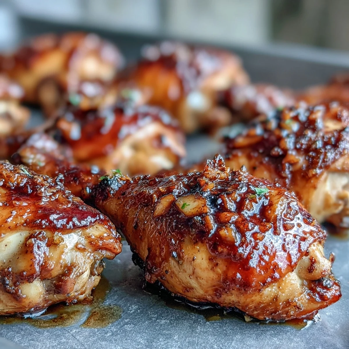 Sticky honey garlic glaze coats these Sheet Pan Honey Garlic Chicken Drumsticks with Roasted Carrots, perfect for a simple weeknight dinner.