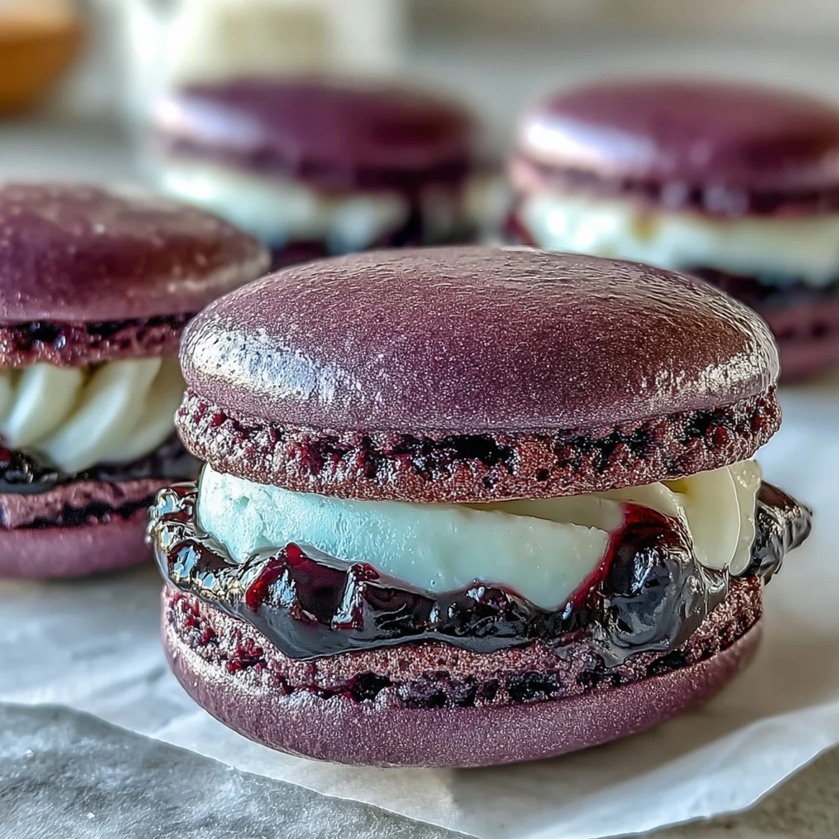 Black Currant Macarons