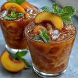 Juicy peach iced tea slush cups ready for a refreshing summer party sip.