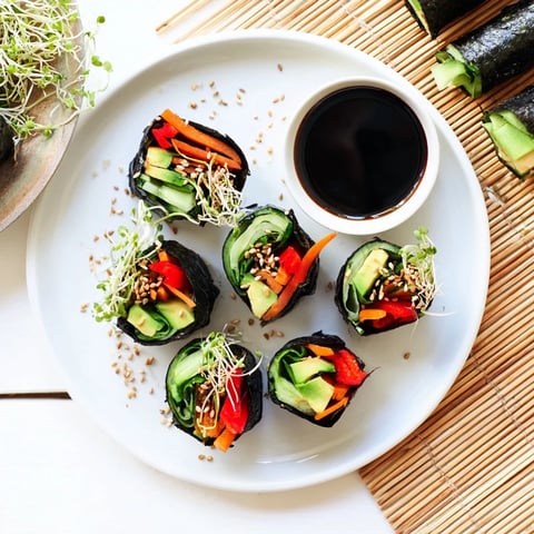 Fresh Nori Rolls with Vegetables, featuring crisp cucumber and creamy avocado slices ready to be rolled.