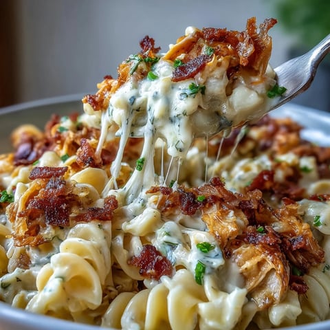 Creamy Jalapeño Popper Chicken Pasta steaming in a skillet, loaded with shredded chicken, bacon, and melted cheddar.