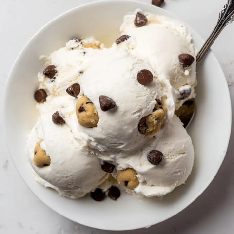 Delightful Cottage Cheese Ice Cream featuring cookie dough for a guilt-free dessert.  