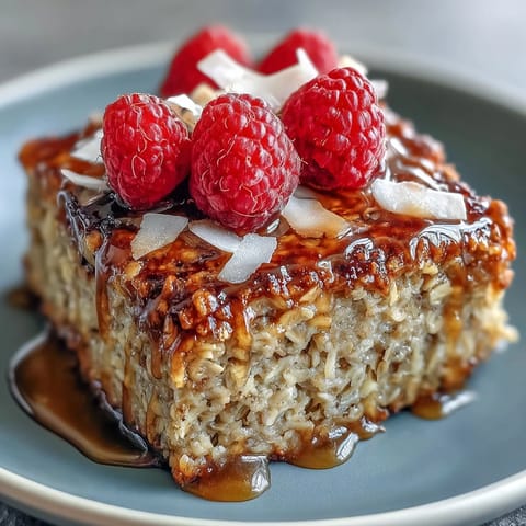 Baked Oatmeal with Raspberry Coconut