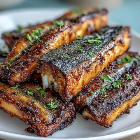 Golden brown catfish, coated in cornmeal and fried to perfection, accompanied by a tangy, creamy remoulade dipping sauce.  