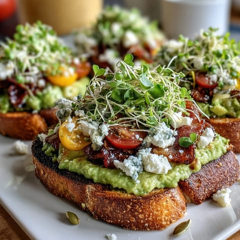 Vibrant Spring Brunch Avocado Toast Board with Toppings and Fresh Garnishes