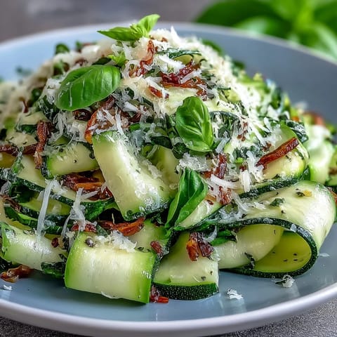 Refreshing Shaved Zucchini Ribbon Salad with Lemon and Parmesan cheese.