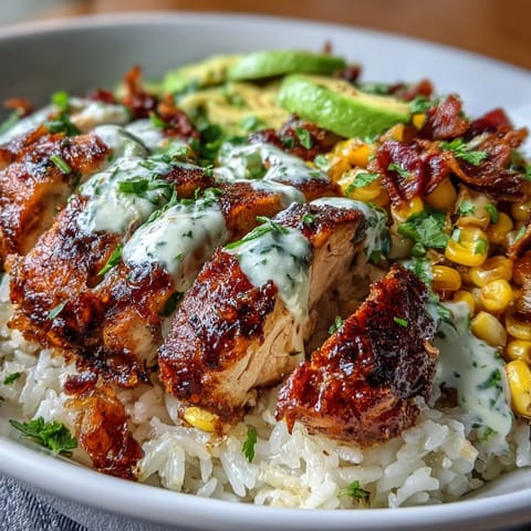 Savory spiced chicken crowns vibrant street corn rice bowls, perfect for dinner.