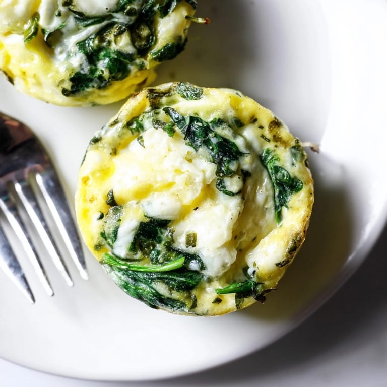 Melting cheese tops savory Garlic Butter Spinach Egg Cups, ready for easy brunch.
