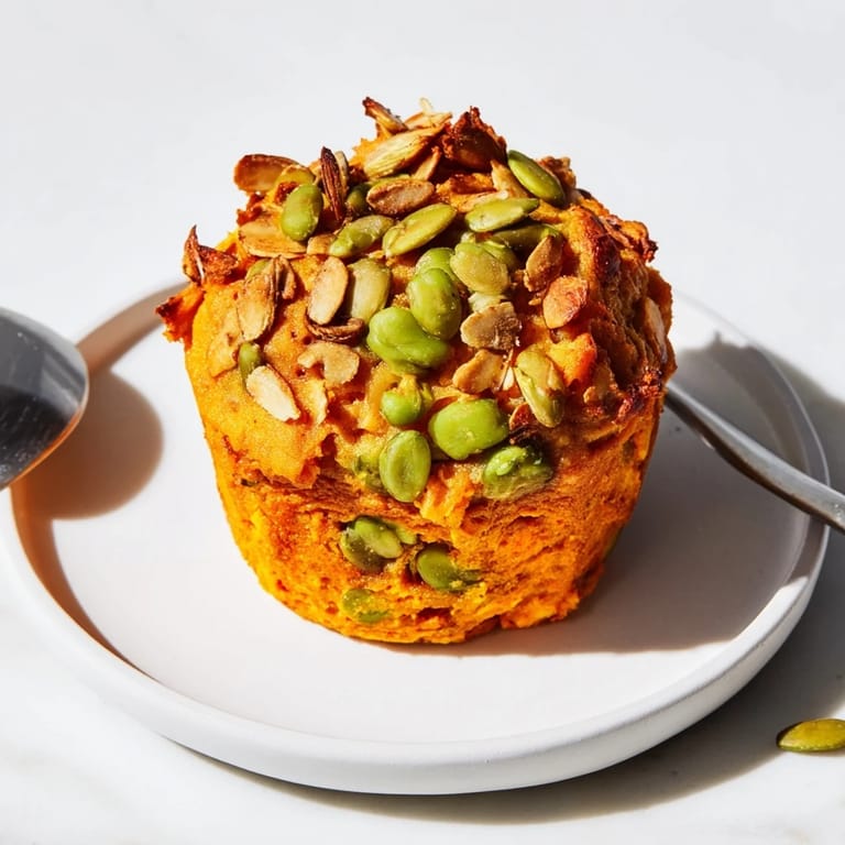 Deliciously spiced Crispy Edamame Pumpkin Muffins, perfect for breakfast or snacks.