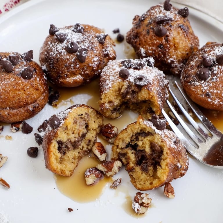 Warm fritters drizzled with maple syrup, a perfect dessert treat or snack.  