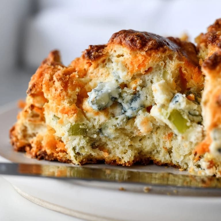 Warm, savory Spicy Buffalo Biscuit Pretzel Scones served with ranch for dipping delight.