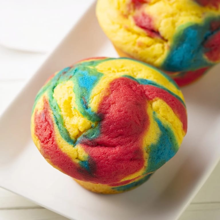 Deliciously fluffy cloud bread showcasing a stunning rainbow, delightful for any celebration.
