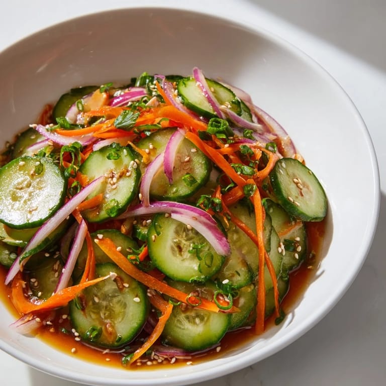 Vibrant Cucumber Salad Remix with fresh cucumbers and zesty Asian-inspired flavors.  