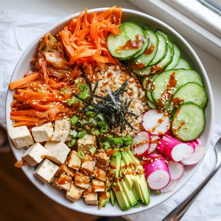 Hearty Fermented Vegetable Bowl garnished with sesame seeds, packed with nutritious flavors.