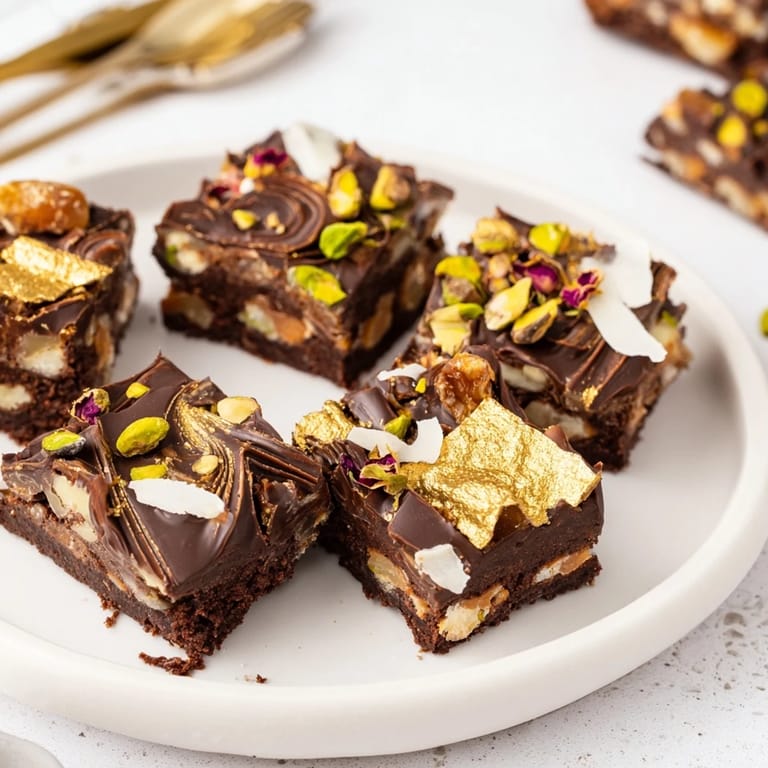 Luxurious chocolate dessert bars showcasing rich date caramel and crunchy layers.  