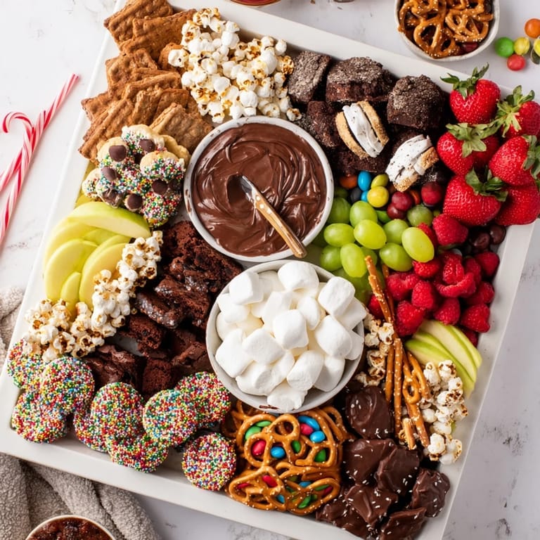 Decadent dessert boards featuring cookies, fresh fruits, and delightful chocolate treats.