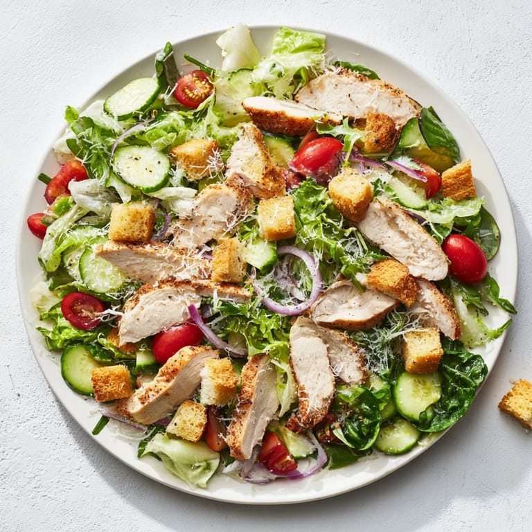 Enjoy a Quick Crunchy Lemon Parmesan Chicken Salad, envisioning the refreshing flavors and vibrant colors.