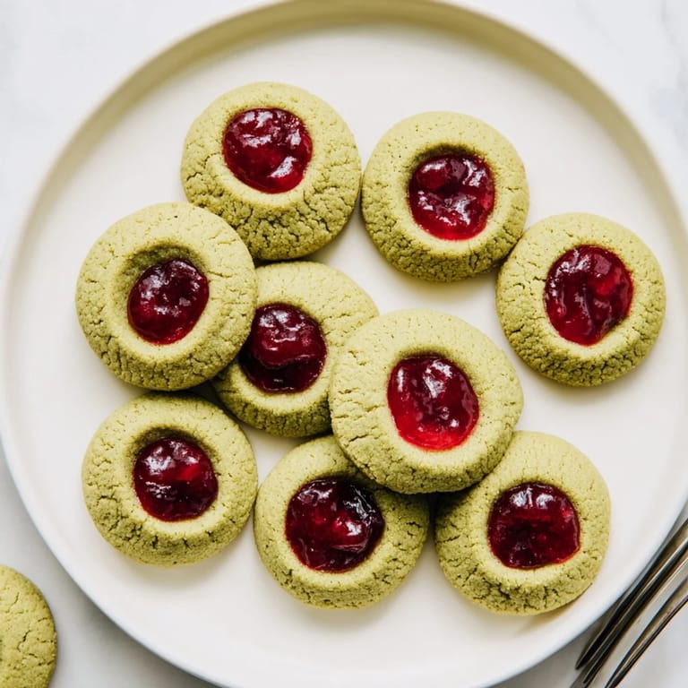 These Matcha Cranberry Shortbread Thumbprint Cookies offer delightful texture and sweet-tart flavor combinations.