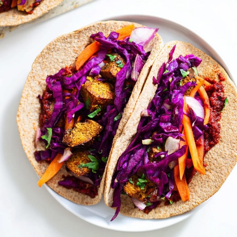 Savory BBQ Chickpea & Slaw wraps with vibrant slaw, perfect balance of textures and flavors.