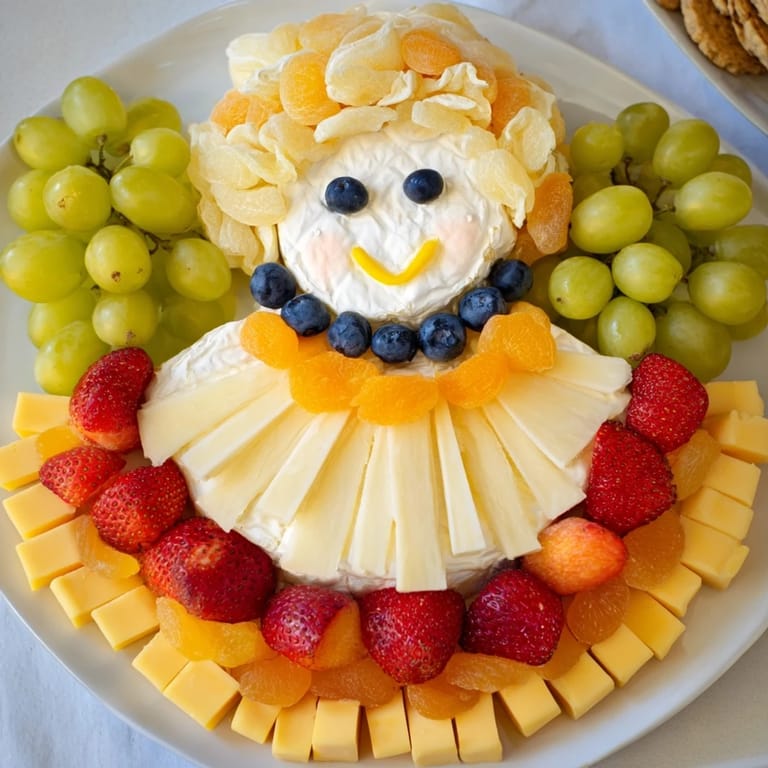 Fresh fruits and cheeses create a whimsical Cherub Angel Snack Tray, perfect for baby showers.