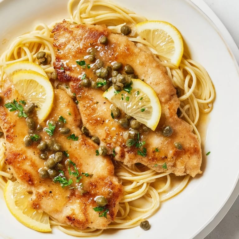 This Quick Chicken Piccata Pasta featuring tender chicken, glistening sauce, and tossed pasta looks delicious.