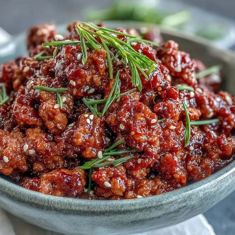 Quick-prep Korean-Style Ground Turkey cooked in a skillet, ready to serve with colorful steamed vegetables.