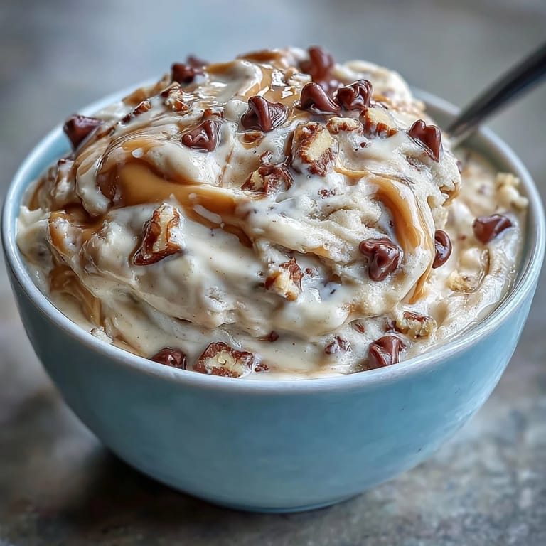 No-bake Greek yogurt cookie dough, smooth and scoopable, served chilled with a sprinkle of oats for a wholesome treat.