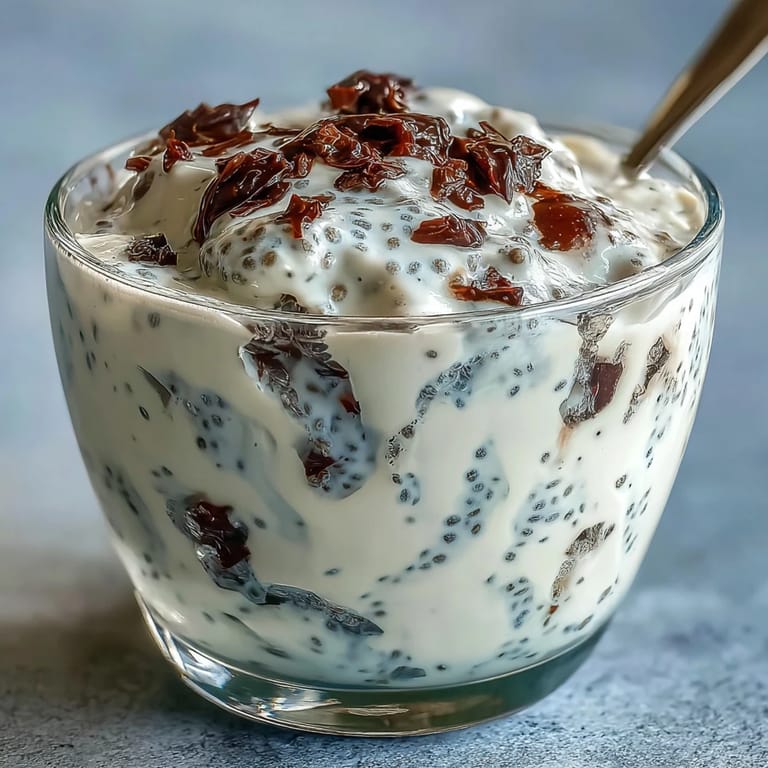 Creamy vanilla bean chia pudding with Greek yogurt, perfect for a healthy breakfast or dessert.