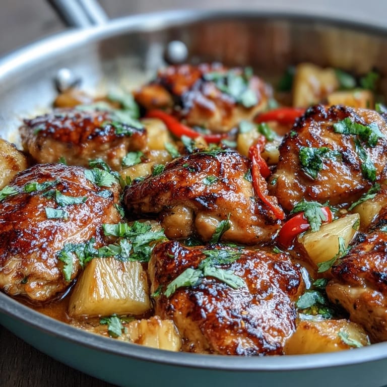 Rich and aromatic chicken pineapple coconut curry featuring golden chicken, sweet pineapple, and fragrant spices simmered in a creamy coconut base.