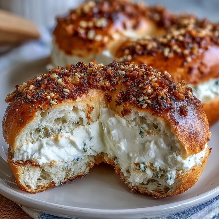 Fresh homemade Greek yogurt bagels with everything seasoning, perfect for breakfast or a hearty snack.