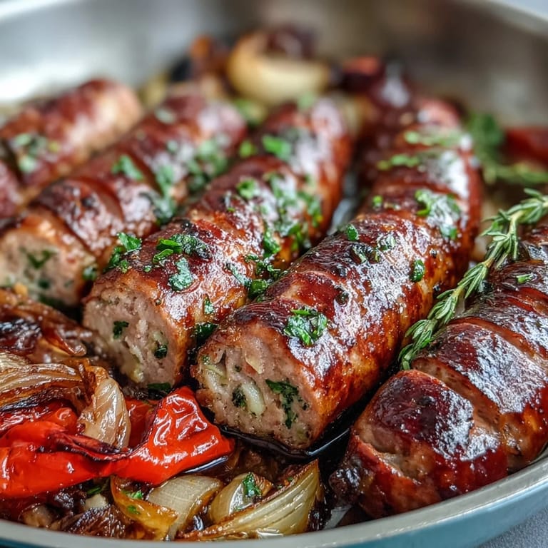 Savory Italian sausages and sweet bell peppers sizzle together on a sheet pan for an easy, hearty dinner.  